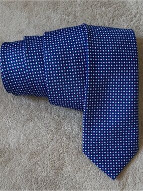 The Savile Row  Co London Mens Neck Tie Geometric Blue Pink White